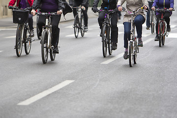 Image showing Group of cyclist during the street race