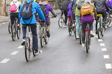 Image showing Group of cyclist during the street race