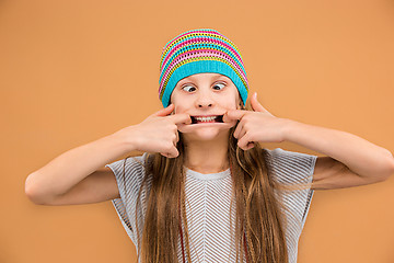 Image showing The face of playful happy teen girl