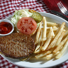 Image showing hamburger and fries