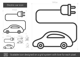 Image showing Electric car line icon.