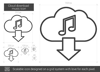 Image showing Cloud download music line icon.