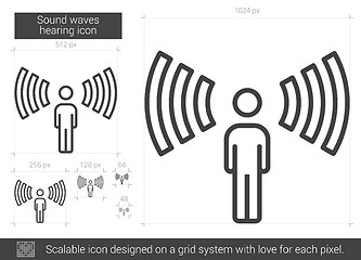 Image showing Sound waves hearing line icon.