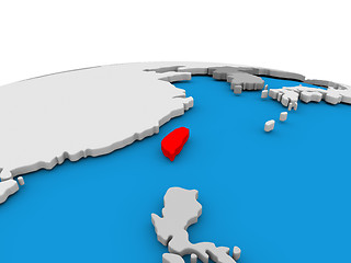 Image showing Taiwan on globe in red