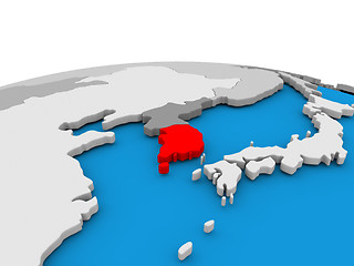 Image showing South Korea on globe in red