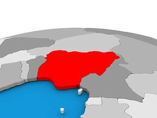 Image showing Nigeria on globe in red