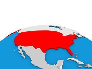 Image showing USA on globe in red