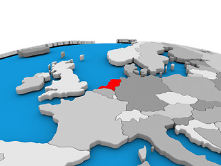 Image showing Netherlands on globe in red