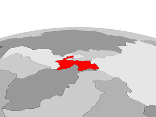 Image showing Tajikistan on globe in red