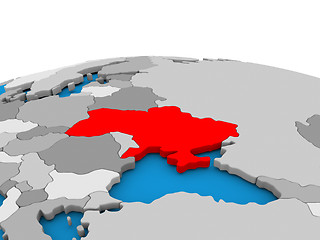 Image showing Ukraine on globe in red