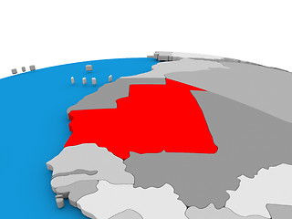 Image showing Mauritania on globe in red