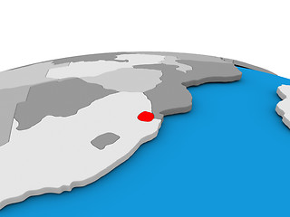 Image showing Swaziland on globe in red