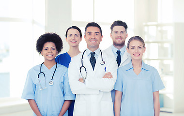 Image showing group of happy doctors at hospital