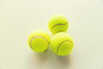 Image showing close up of three yellow tennis balls