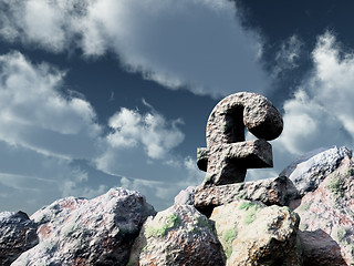 Image showing stone pound sterling symbol under cloudy blue sky - 3d illustration