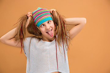 Image showing The face of playful happy teen girl