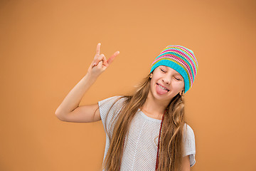 Image showing The face of playful happy teen girl