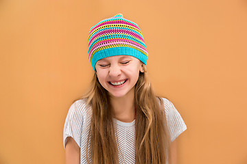 Image showing The face of playful happy teen girl