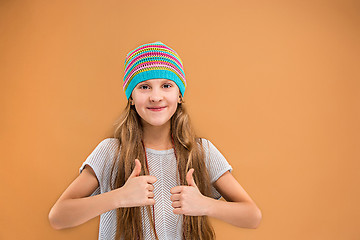 Image showing The face of playful happy teen girl