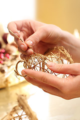 Image showing Gold angel, Christmas Tree toy braided twine 