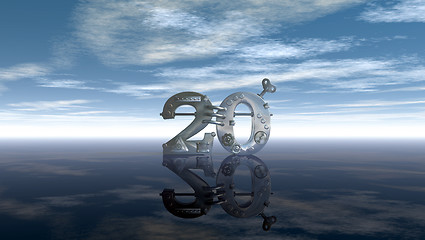 Image showing steampunk number twenty under blue sky - 3d illustration