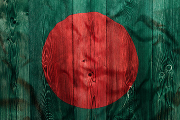 Image showing National flag of Bangladesh, wooden background