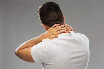 Image showing close up of man suffering from neck pain