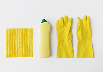 Image showing detergent with cleaning stuff on white background