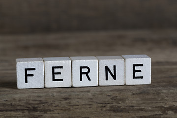 Image showing German word distance, written in cubes