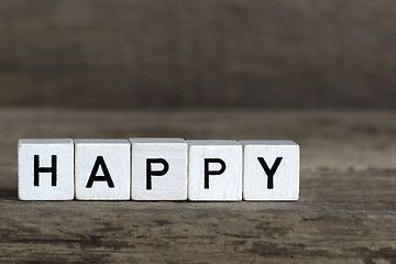 Image showing Happy, written in cubes    