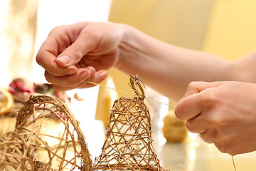 Image showing Christmas decoration, golden bells