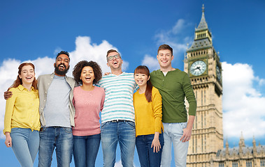 Image showing international group of happy people over big ben 