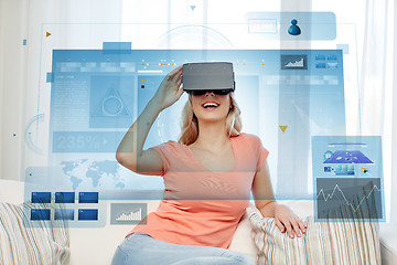 Image showing woman in virtual reality headset or 3d glasses