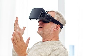 Image showing old man in virtual reality headset or 3d glasses