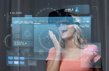 Image showing woman in virtual reality headset or 3d glasses