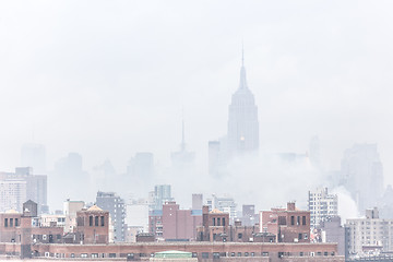 Image showing Misty New York City Manhattan skyline with Empire State Building.