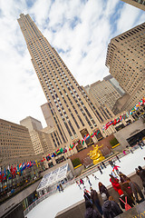 Image showing Rockefeller Center skyscraper and ice skate rink on Manhattan, New York City, USA.