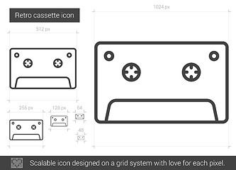 Image showing Retro cassette line icon.