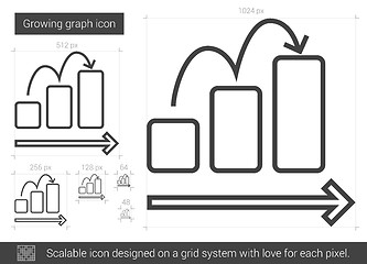 Image showing Growing graph line icon.