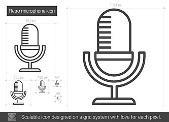 Image showing Retro microphone line icon.