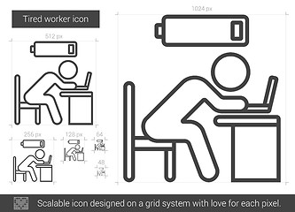 Image showing Tired worker line icon.