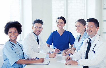 Image showing group of happy doctors meeting at hospital office