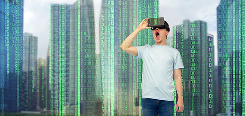 Image showing man in virtual reality headset or 3d glasses