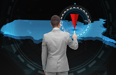 Image showing businessman with virtual usa map and pointer