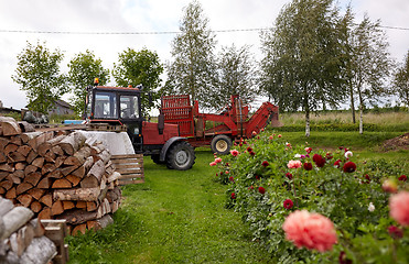 Image showing stack of firewood on farm at country