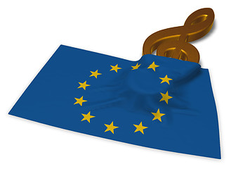 Image showing clef symbol and flag of the european union - 3d rendering
