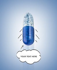 Image showing Blue capsules and pills background