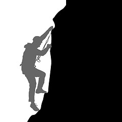 Image showing Black silhouette rock climber on white background. illustration