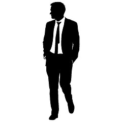 Image showing Silhouette businessman man in suit with tie on a white background. illustration