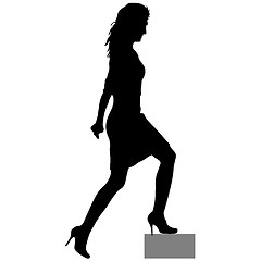 Image showing Black silhouettes of beautiful woman on white background. illustration